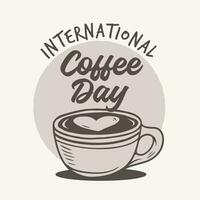 International Coffee Day Hipster Vintage Hand Drawn Sketch Style doodle Vector Illustration