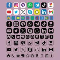 All social media logos and set contact icons vector