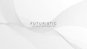 Futuristic gray white background with line wave pattern, Banner background modern style template. Vector illustration