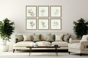 Stylish sofa in living room photo