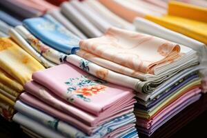 Colorful textiles fabric or tablecloth photo