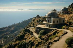 Huge astronomical observatory against the blue sky. photo