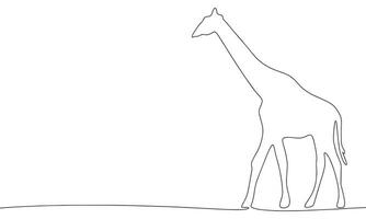 Giraffe one line continuous banner. Line art animal concept banner. Outline vector illustration.