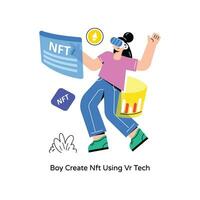 Nft Using Vr Tech Flat Style Design Vector illustration. Stock illustration