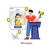 NFT Auction Flat Style Design Vector illustration. Stock illustration