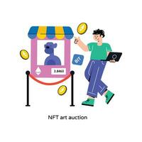 NFT art auction Flat Style Design Vector illustration. Stock illustration