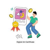 Digital Art Certificate Flat Style Design Vector illustration. Stock illustration