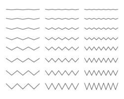 Collection of wavy or zigzag lines. Horizontal thin lines wave. Dotted line. Big set black color. vector