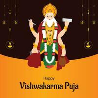 Happy Vishwakarma Puja Indian Hindu Festival Vector Celebration