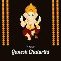 Happy Ganesh Chaturthi Indian Hindu Festival Vector Celebration