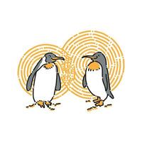 vector design of two penguins with auras colliding with each other