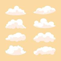 conjunto de mano dibujado plano nubes ilustración vector