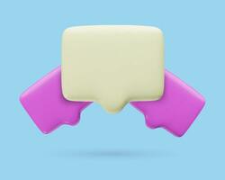 3d blank Speech Bubbles. Three dimensional realistic plactic white and purple chat boxes with copy space for text. vector