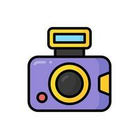 Camera Cartoon Vector Icon Illustration. Technology Icon Concept Isolated Premium Vector. Flat Cartoon Style