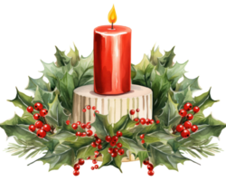 Christmas watercolor design element with candles png