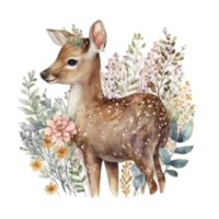 Cute watercolor deer isolated png