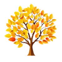 Autumn tree illustration with paper leaves png