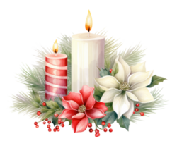 Christmas watercolor design element with candles png