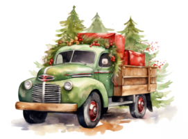 coche navideño antiguo png