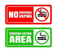 No smoking no vaping and smoking area sign set. vector