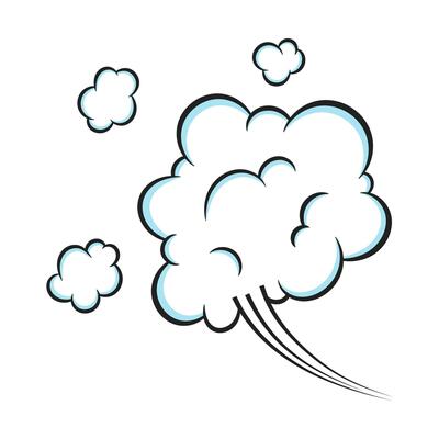 Fart smoke smelling cloud pop art comic book cartoon flat style design vector illustration.