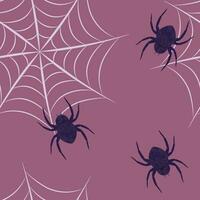 Halloween vector seamless pattern with spiders and web