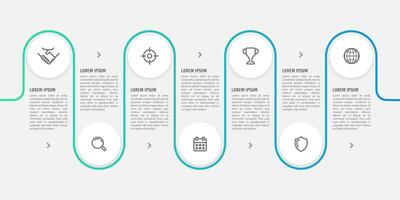 7 processed thin curve infographic design templates. Business workflow project. Vector illustration.