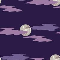 Halloween vector seamless pattern with full moon and clouds