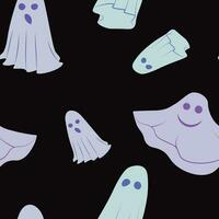 Halloween vector seamless pattern with ghosts