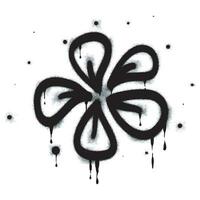 Spray Sprayed Graffiti flower icon isolated on white background. graffiti flower icon with spray on black vector