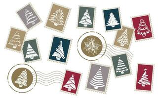 Christmas Stamps hand drawn set. Vector. vector