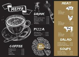 Restaurant menu design. Hand drawn illustrations. vector