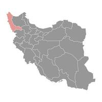 West Azerbaijan province map, administrative division of Iran. Vector illustration.