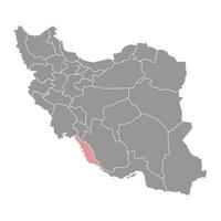 bushehr provincia mapa, administrativo división de irán vector ilustración.