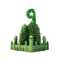 green mosque with beautiful white star ai generated png