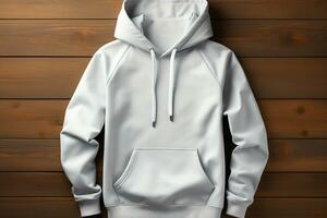 Clean white hoodie mockup, 3D-rendered Versatile, clipping path included AI Generated photo