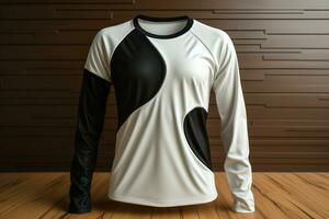 Contemporary 3D raglan shirts, black and white Crisp, stylish look AI Generated photo