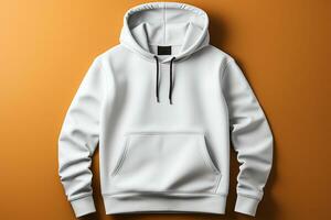 White hoody design mockup, 3D-rendered Sweatshirt template, clipping path AI Generated photo