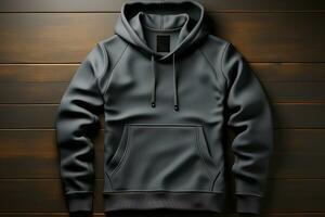 Design presentation, 3D rendering of blank men's hoodie template AI Generated photo