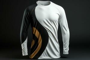 Dynamic black and white tees, 3D-rendered Raglan sleeves, sharp look AI Generated photo