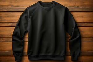 Black sweatshirt mockup, 3D rendering, back view, design presentation AI Generated photo