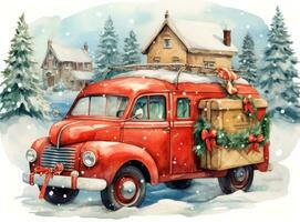 Vintage christmas car photo