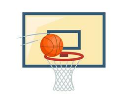 baloncesto. pelota volador dentro el baloncesto anillo. vector ilustración.