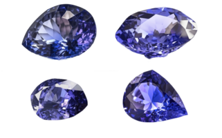 Set Tanzanite rare precious natural geological stone on a transparent background, png. AI generated. png