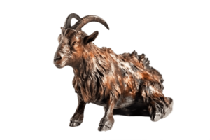 Wild rocky goat in stones on a transparent background of gems, png isolate. AI generated.