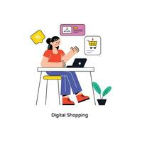 Digital Shopping Flat Style Design Vector illustration. Stock illustration