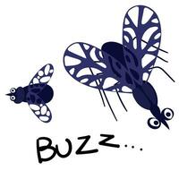 salvaje azul mosquito y mosquito en un blanco antecedentes. vector ilustración con un insecto en un blanco antecedentes. dibujos animados caracteres zumbido