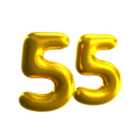 número 55 3d hacer con oro material png