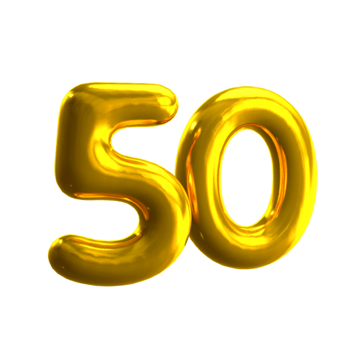 Gold Number 50 PNGs for Free Download