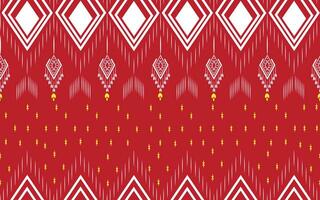 Geometry, abstract, fabric, textile, indigenous traditional seamless pattern on red background. vector illustration.